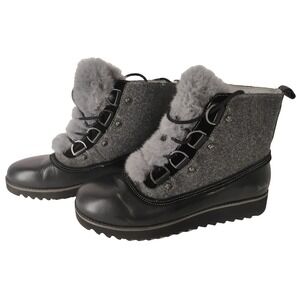 Jambu Womens sz 10 Turin Lace-Up Winter Boots Waterproof Leather Faux Fur